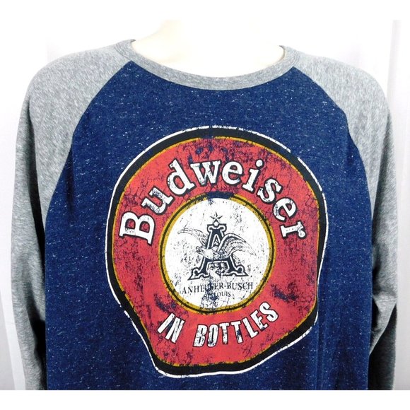 Anheuser Busch Budweiser in Bottles Men's Jersey Shirt XL Blue Gray - Picture 1 of 7